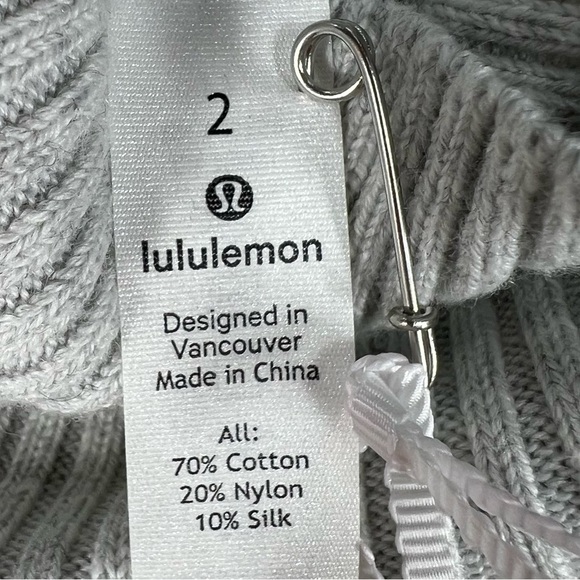 LULULEMON Grey "Keep it cozy dress" Fitted Knit stretch lightweight sweater 2 - Picture 3 of 10